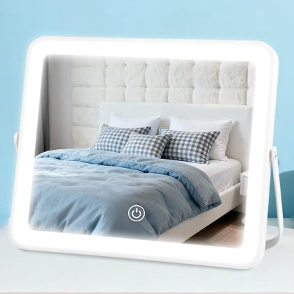 Miroir de maquillage YEKKOPT 10"×12" vue avant avec lumière LED