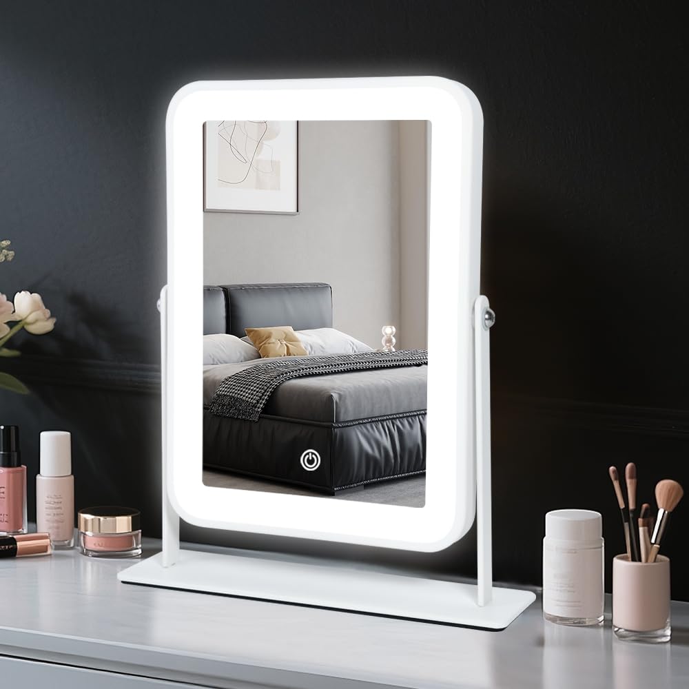 Miroir de maquillage YEKKOPT 9x11 pouces avec éclairage LED avant