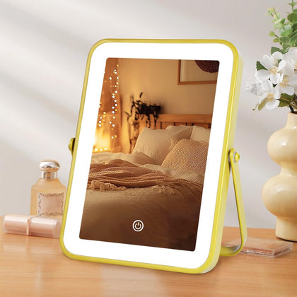 Miroir de maquillage YEKKOPT doré avec éclairage LED