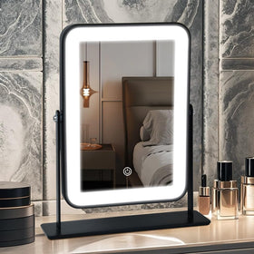 Miroir de maquillage YEKKOPT noir avec éclairage LED