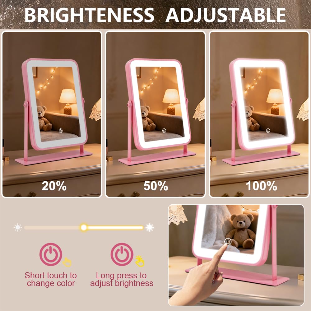 Miroir de maquillage YEKKOPT sur une table avec accessoires de beauté