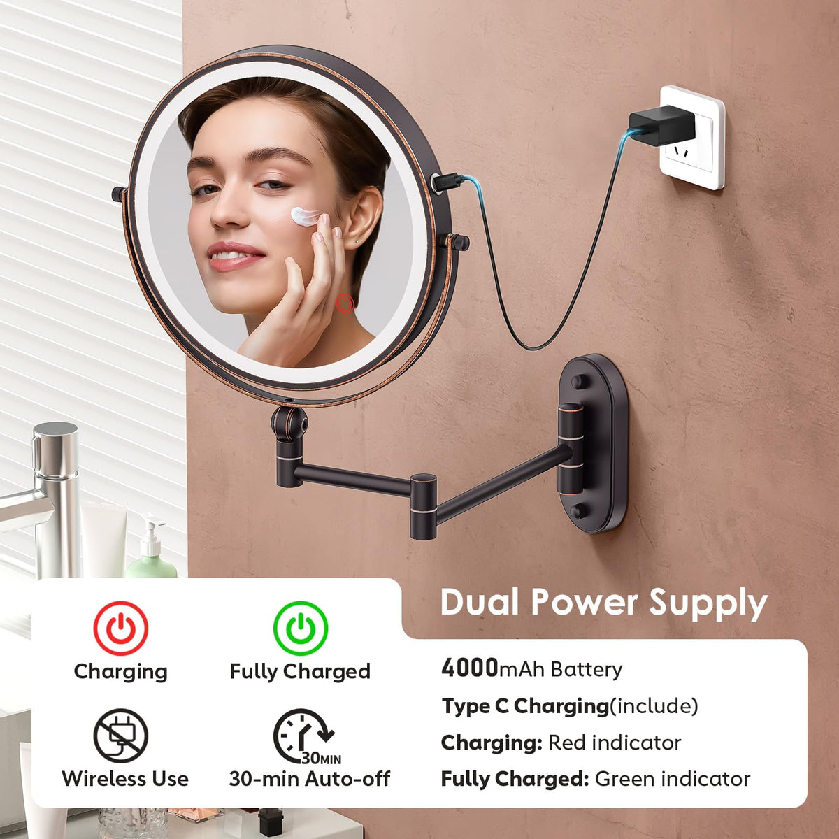 Miroir de maquillage ZLOKLA avec éclairage naturel