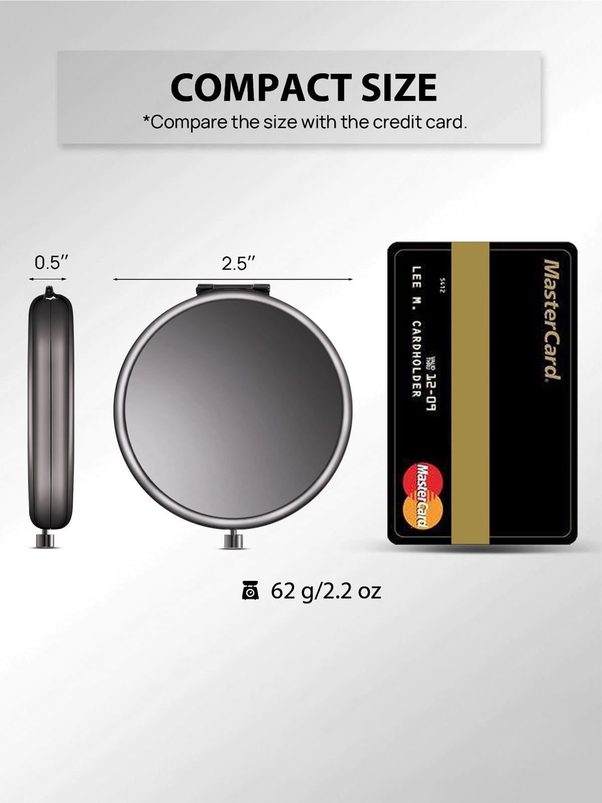 Miroir de Poche Getinbulk ouvert montrant le miroir 1x et 2x