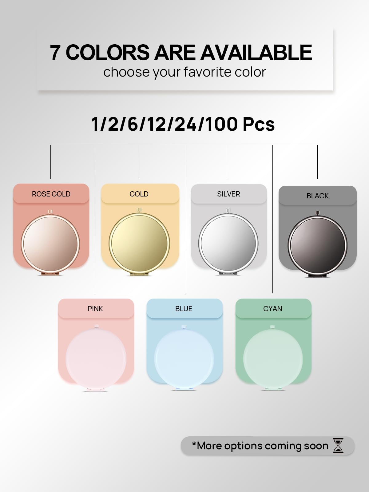 Miroir de poche Getinbulk rose avec un reflet
