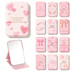 Miroir de poche YOJO avec nœud rose, design unique