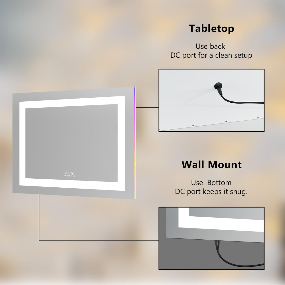 Miroir FENCHILIN avec ambiance de chambre décorée