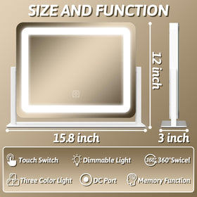 Miroir FENNIO affichant la lumière du jour avec réglage de luminosité
