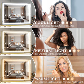 Miroir FENNIO avec bouton tactile et lumière réglable
