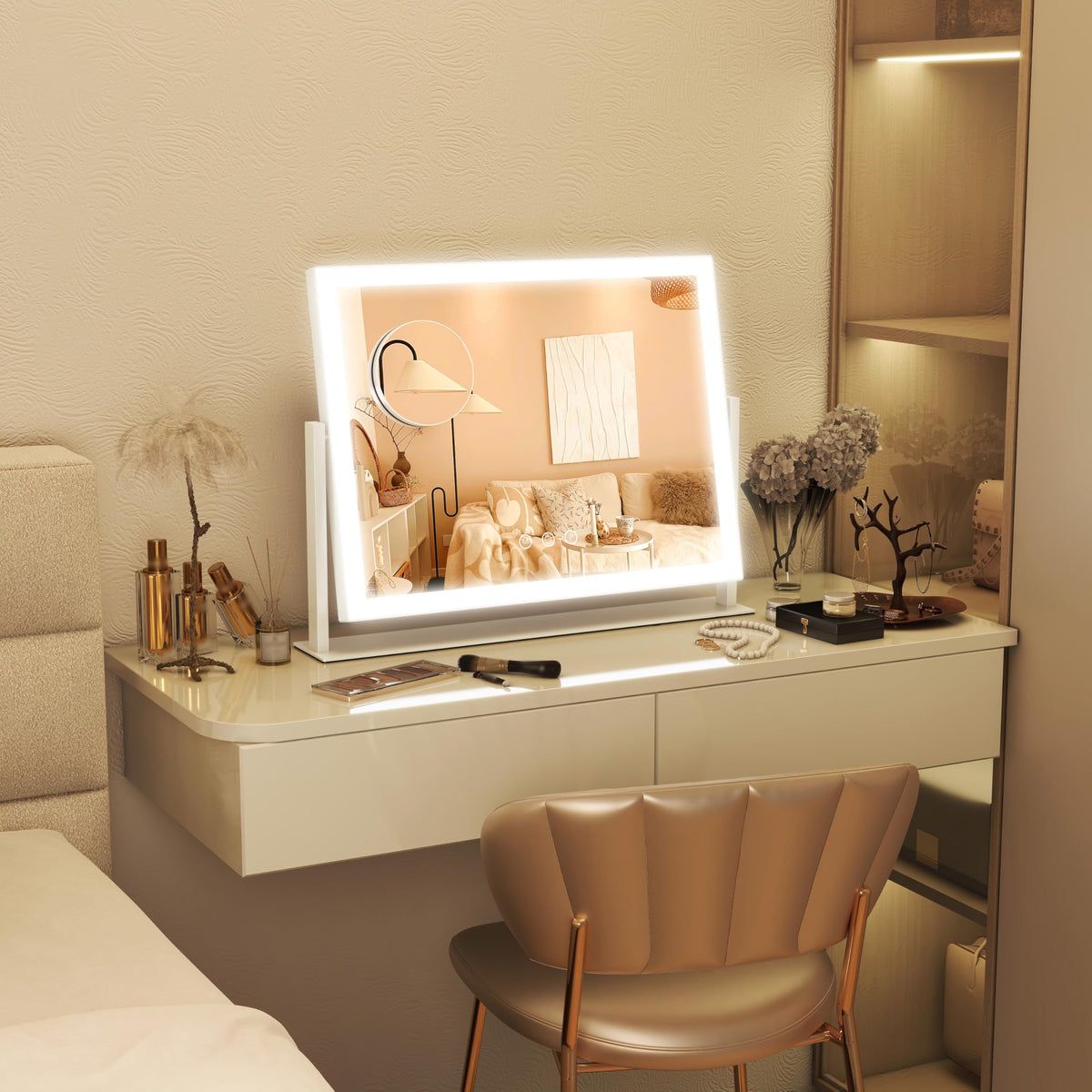 Miroir FENNIO avec éclairage doux et chaleureux