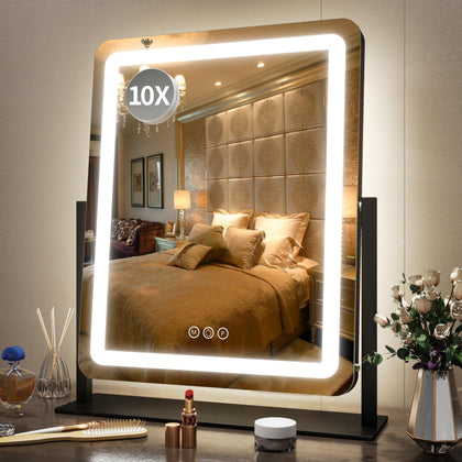 Miroir FENNIO de maquillage LED 19x22 pouces avec éclairage ajustable