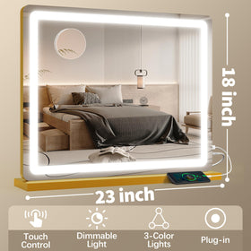 Miroir FENNIO en utilisation pour le maquillage avec éclairage LED
