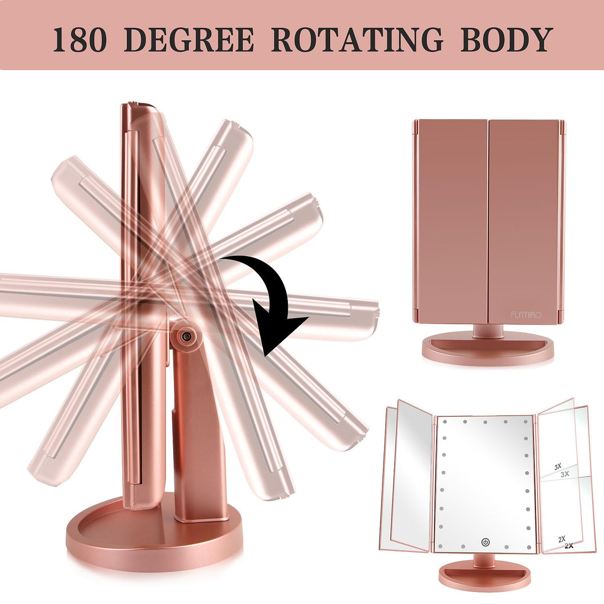 Miroir Flymiro en couleur champagne or rose