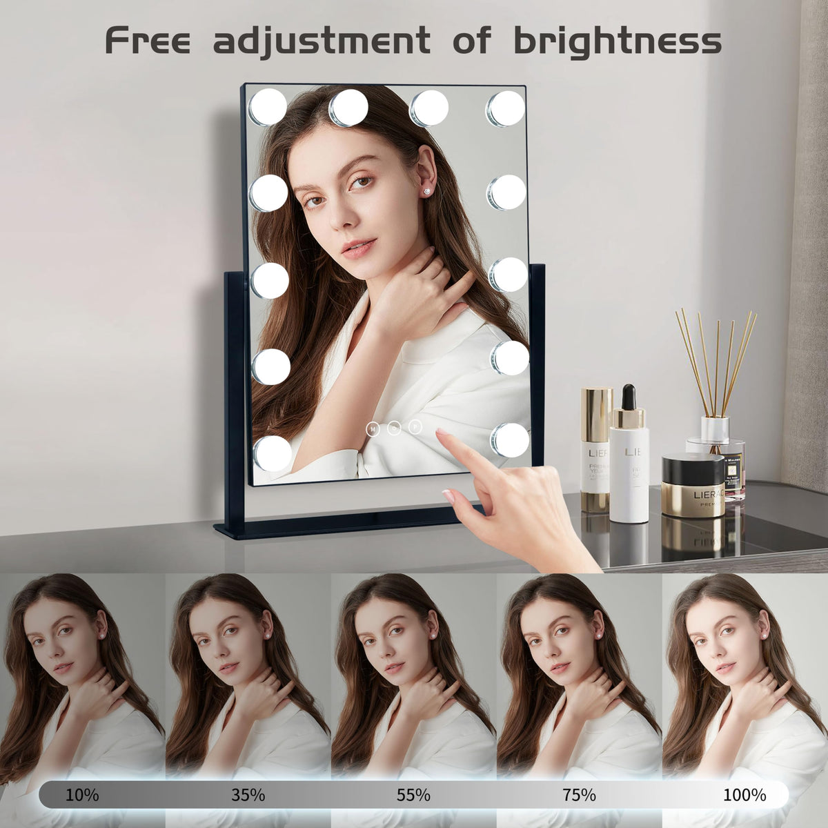 Miroir grossissant 10x du miroir de maquillage Kotdning