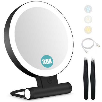 Miroir grossissant B Beauty Planet 1X/30X vue de face avec lumière