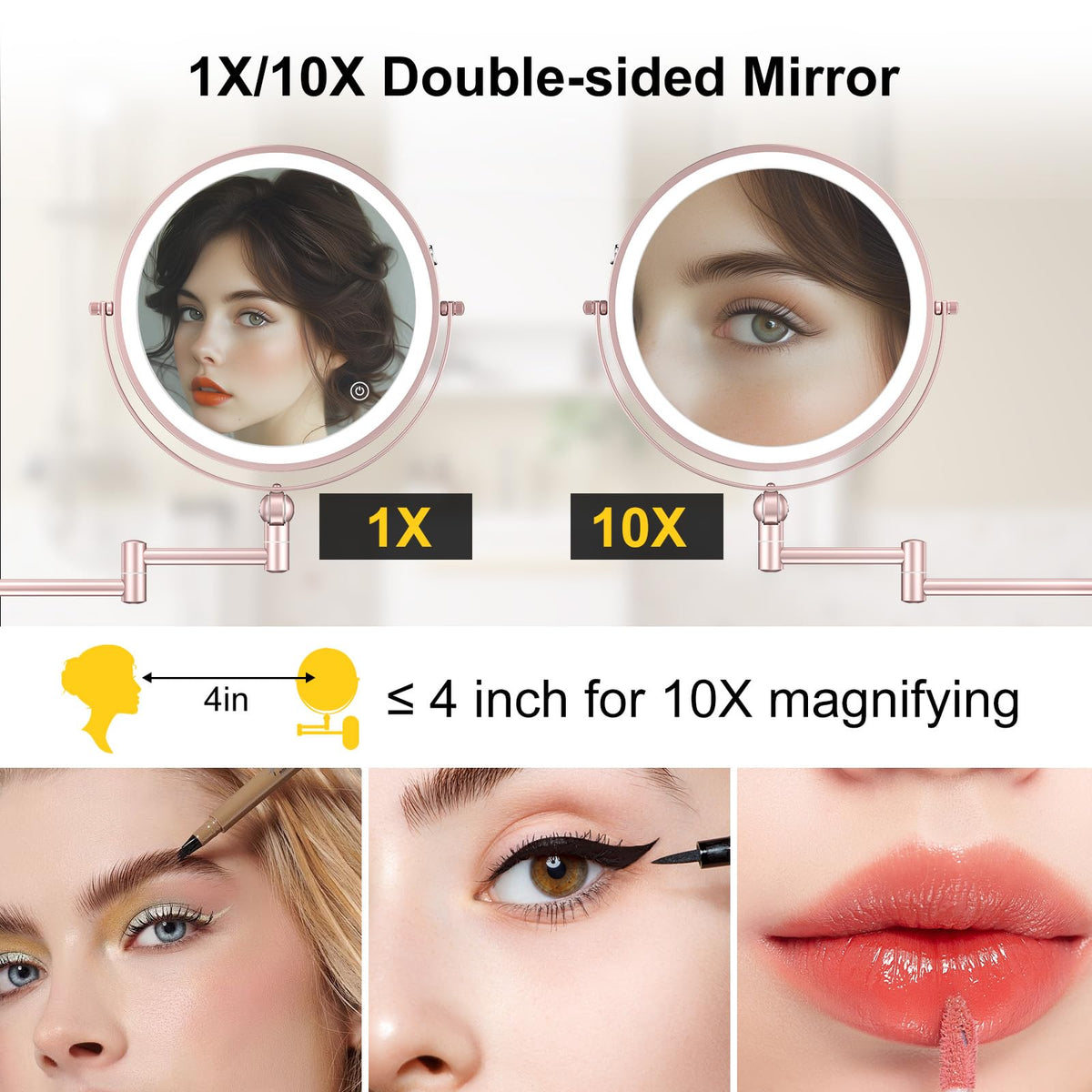 Miroir IMIKONA double face 1X et 10X en gros plan