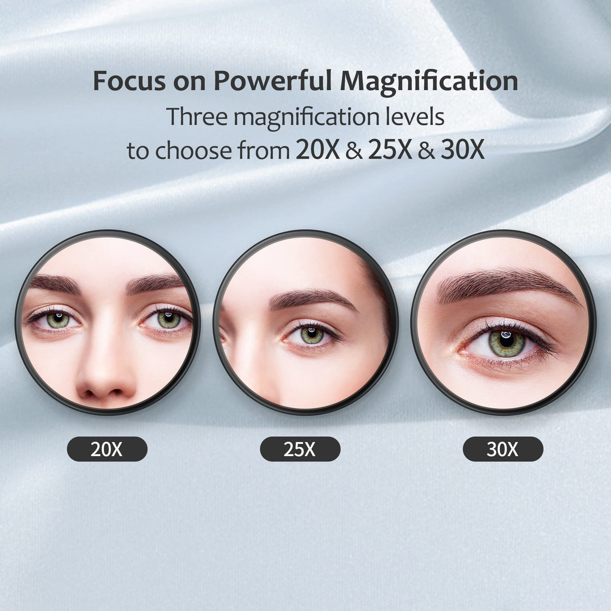 Miroir MIYADIVA 30X utilisé pour l'épilation des sourcils