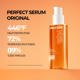 Mise En Scene Perfect Serum 80 ml avec gouttes d'huile sur le devant
