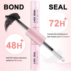 Miuffue colle à cils sans latex 18g en usage avec cils clusters