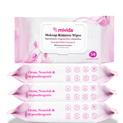 mivida lingettes démaquillantes hypoallergéniques paquet de 200 pièces