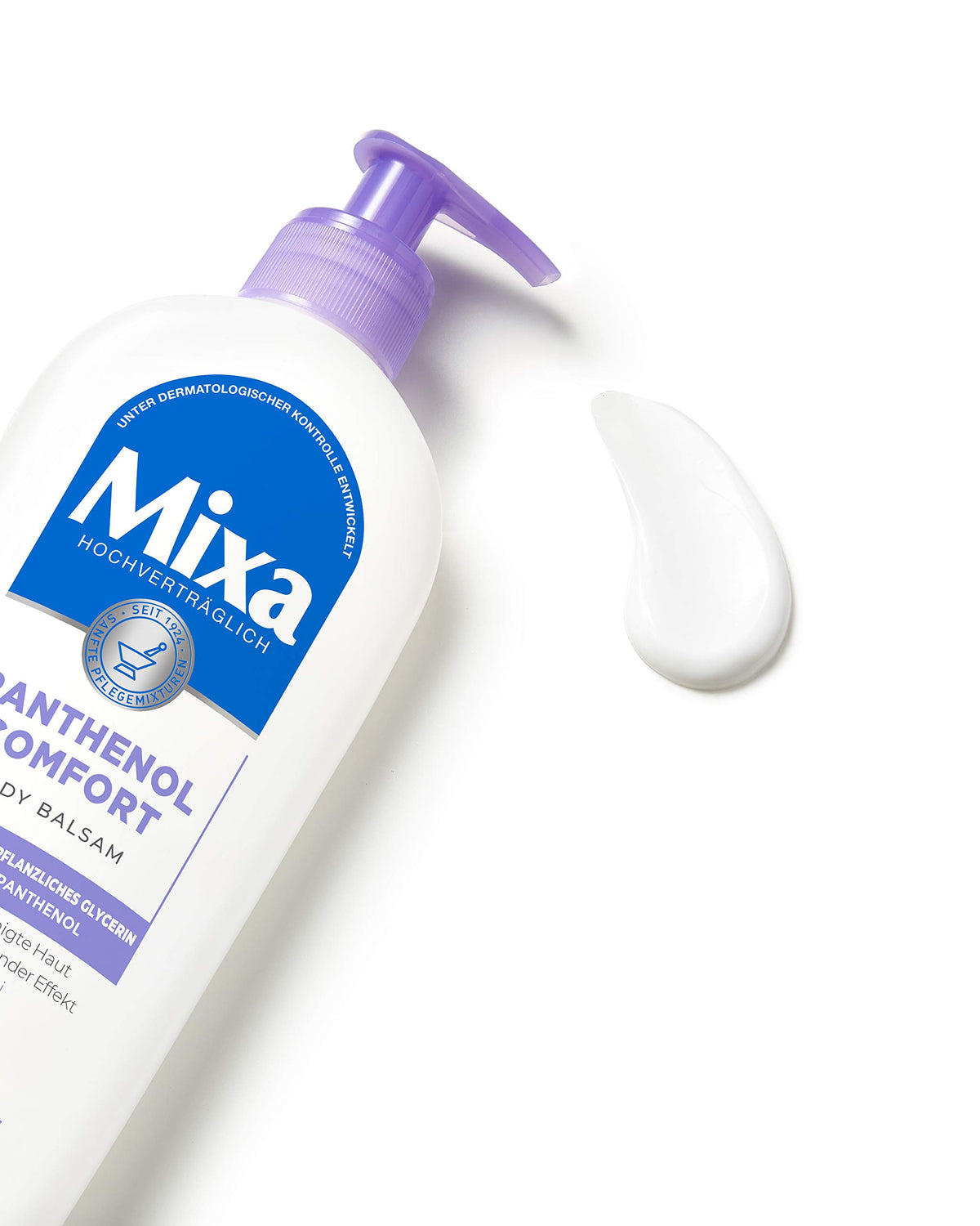 Mixa Baume Corporel Panthénol 250ml texture du produit sur la main