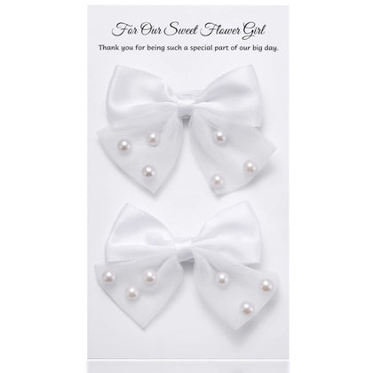MIXJOY clips cheveux en perles blanches avec noeud sur fond blanc