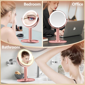 MIYADIVA miroir de maquillage 20X à côté d'une trousse de beauté