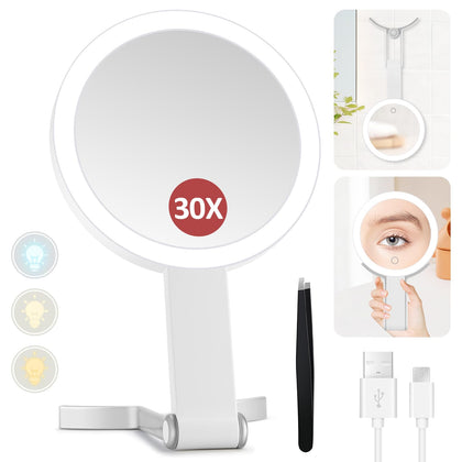 MIYADIVA miroir de maquillage 30X avec lumière LED avant