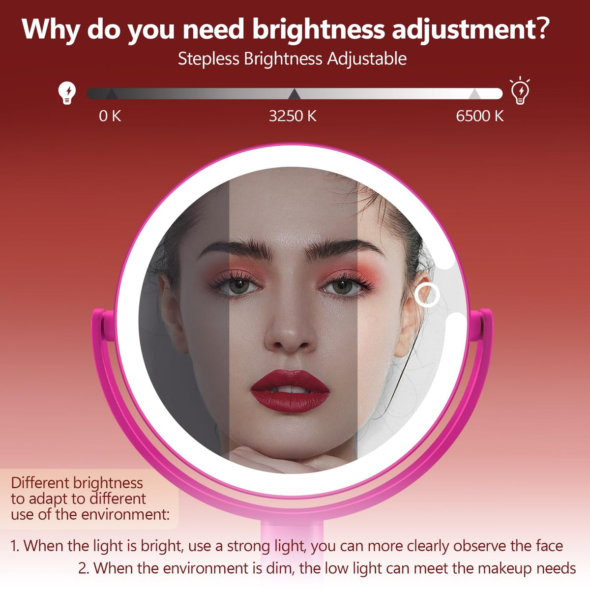 MIYADIVA miroir de maquillage avec 3 couleurs d'éclairage
