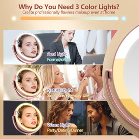 MIYADIVA miroir de maquillage avec 80 LED et batterie 2000 mAh