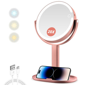 MIYADIVA miroir de maquillage éclairé rose métallisé vue avant