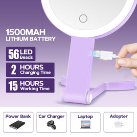 MIYADIVA miroir de maquillage éclairé violet avec lumière allumée