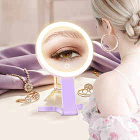 MIYADIVA miroir de maquillage éclairé violet dans son emballage