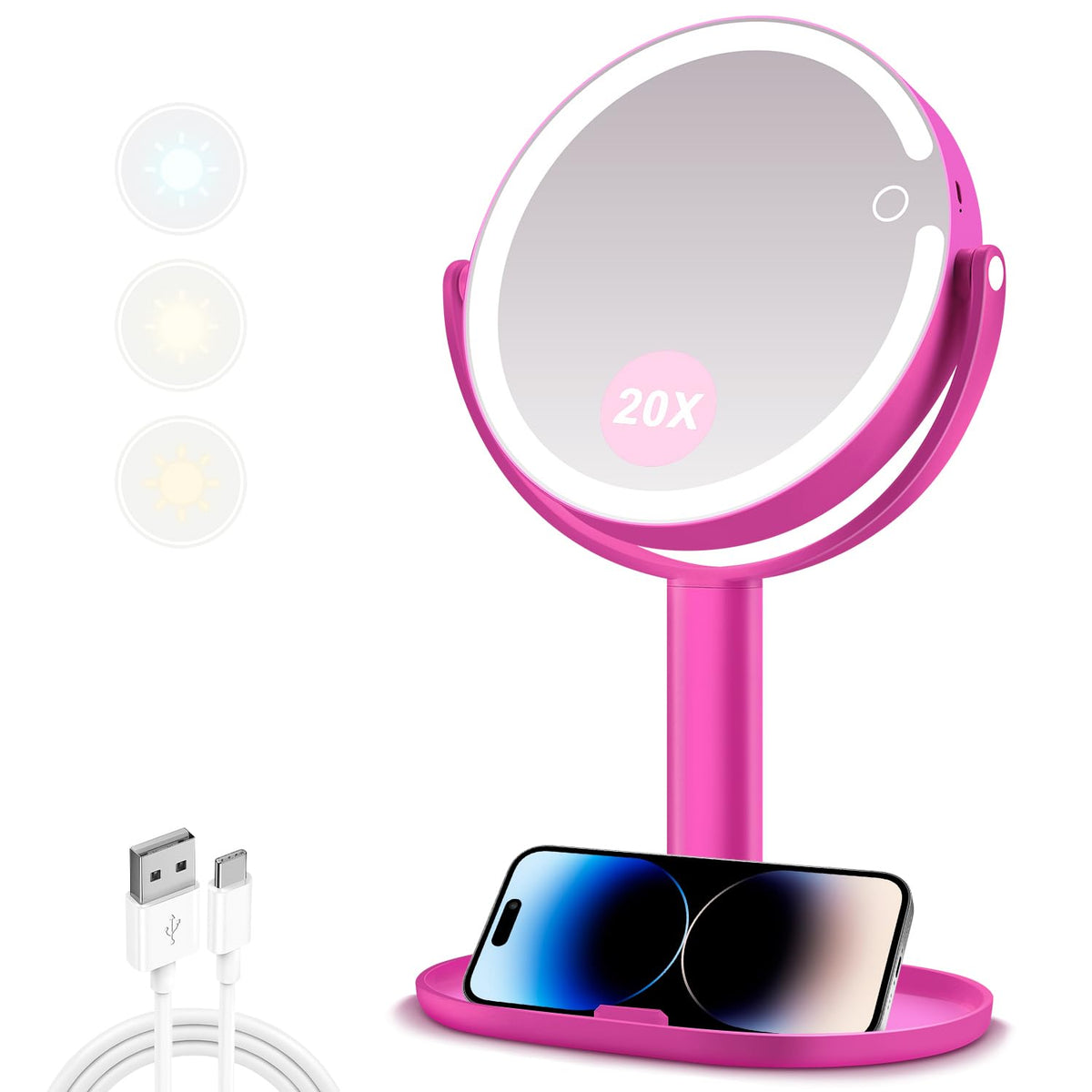 MIYADIVA miroir de maquillage éclairé vue avant avec LED