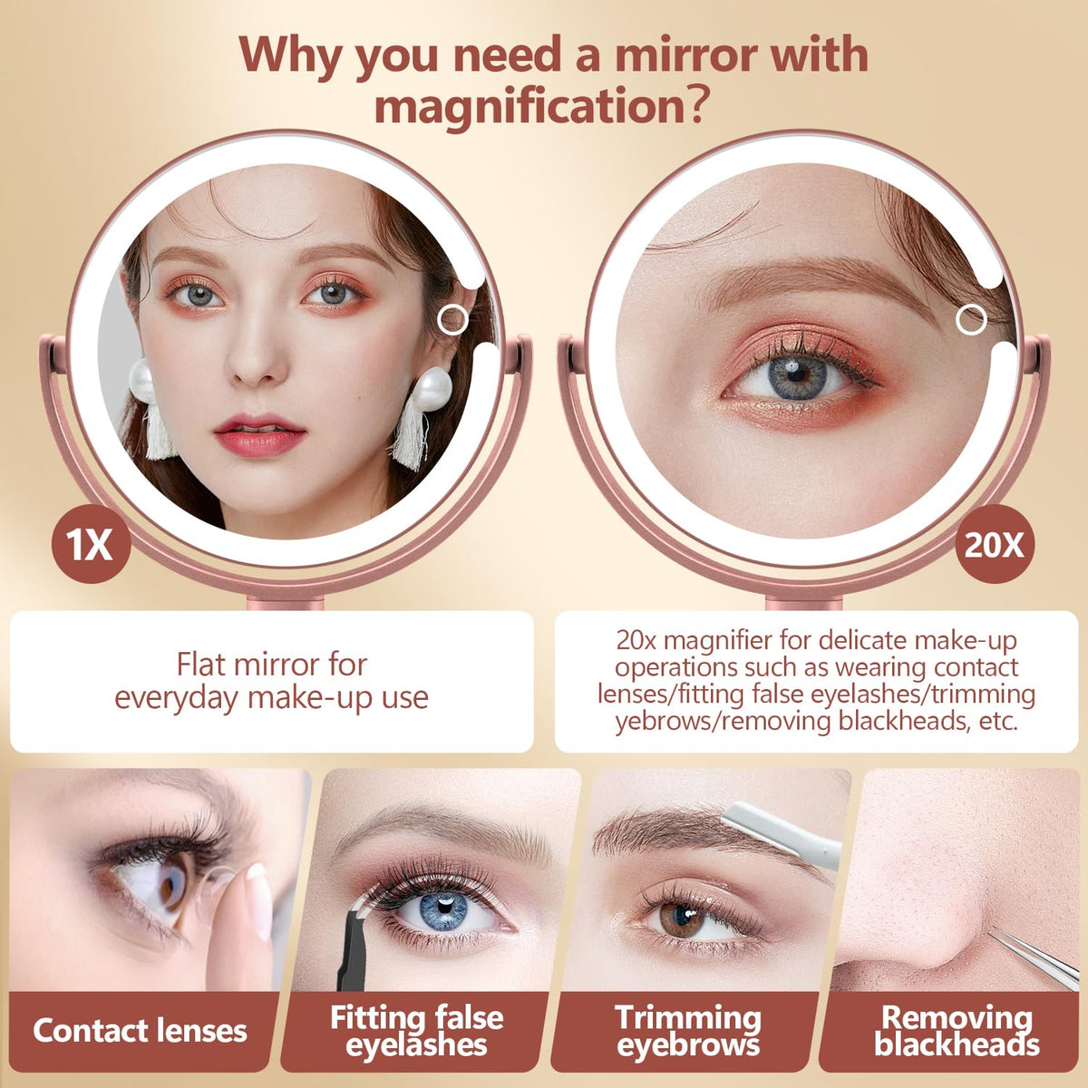 MIYADIVA miroir de maquillage montrant les options de lumière