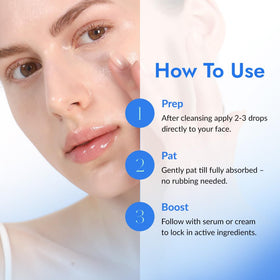 MIZON Sérum Végétalien à 7 Peptides 150ml avec gouttes sur la peau