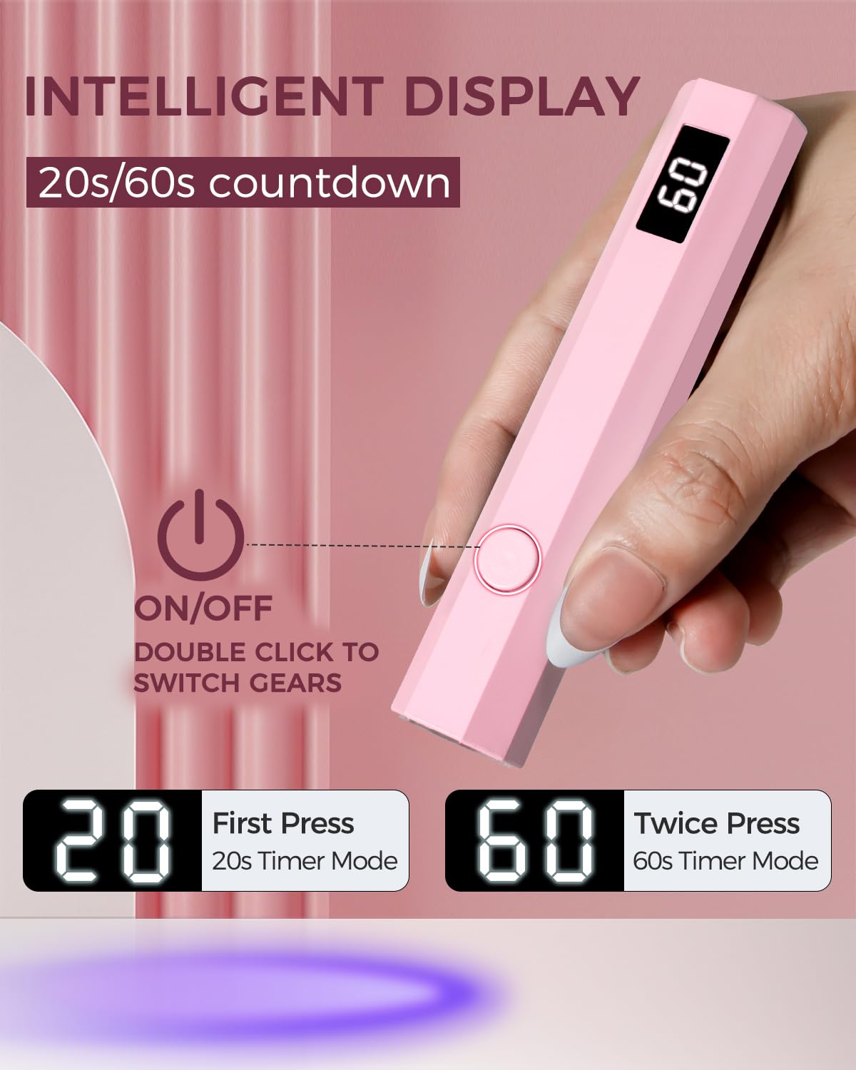 mlogiroa lampe UV pour ongles taille compacte à côté d'une main