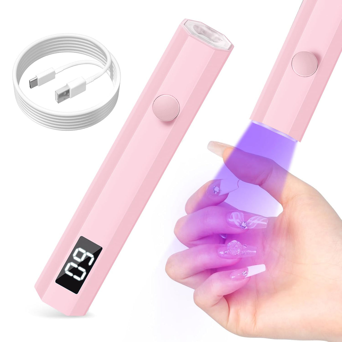 mlogiroa lampe UV pour ongles vue de face avec écran numérique