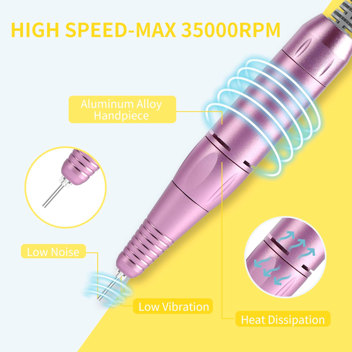 MOCOWIND perceuse à ongles avec batterie rechargeable visible
