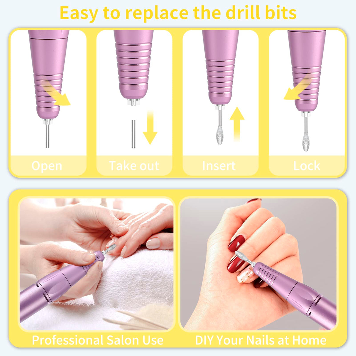 MOCOWIND perceuse à ongles avec plusieurs embouts pour différents usages