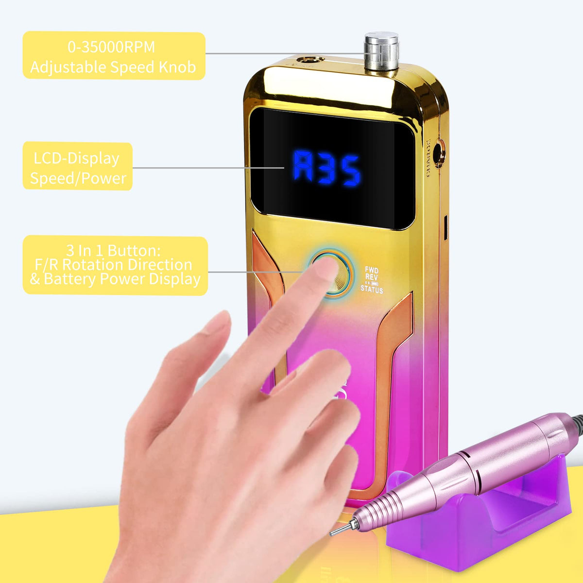 MOCOWIND perceuse à ongles sur une table de manucure