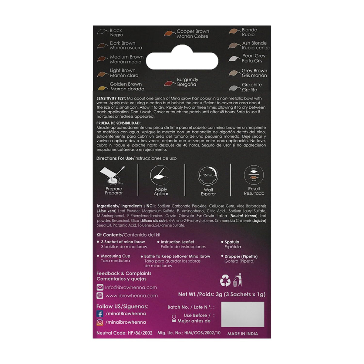Mode d'emploi du Kit de Teinture au Henné MinaiBrow