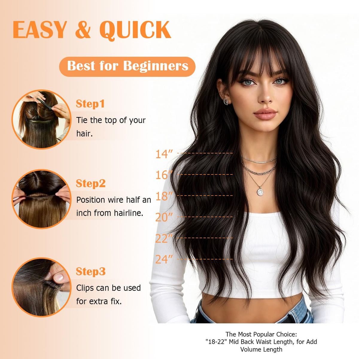 Modèle affichant des cheveux volumineux avec les extensions moucyo