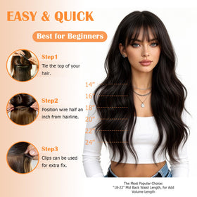 Modèle affichant des cheveux volumineux avec les extensions moucyo