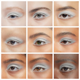 Modèle appliquant le fard à paupières blanche matte IS'MINE