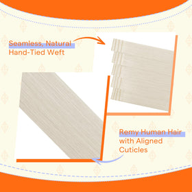 Modèle portant des extensions de cheveux Full Shine blonde glacée