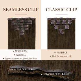 Modèle portant des extensions de cheveux GOO GOO en chocolat brun