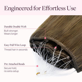 Modèle portant les extensions capillaires GOO GOO dans un style ondulé