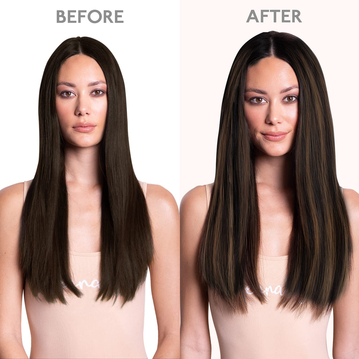 Modèle portant les extensions capillaires Wennalife
