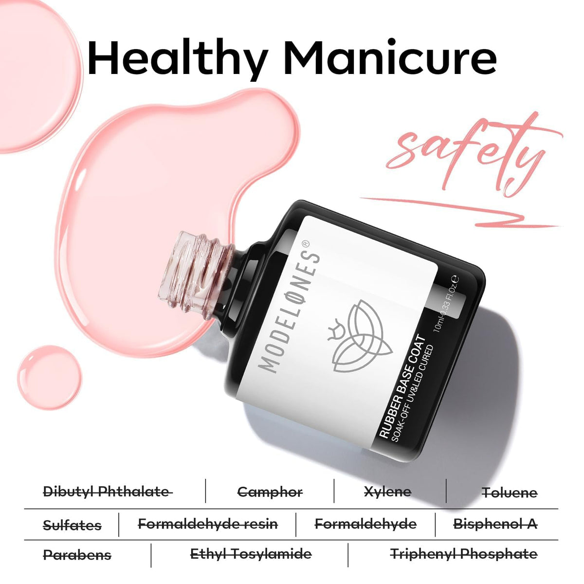 modelones Base Gel en Caoutchouc Rose 2026 texture sur un ongle