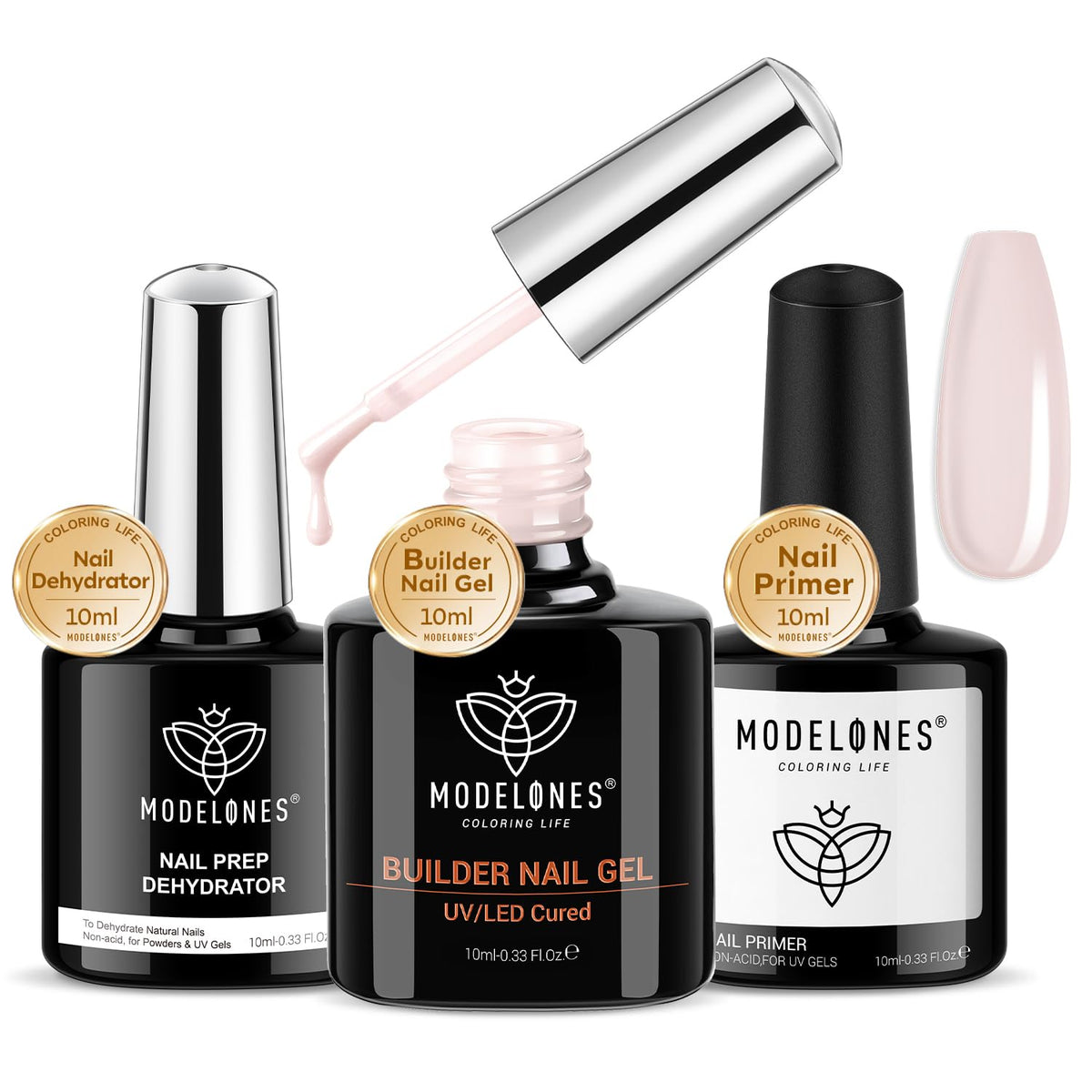modelones Ensemble de Déshydratant pour Ongles, Gel Constructeur et Primer